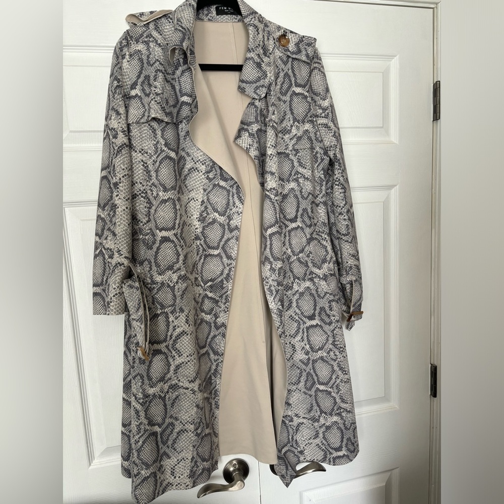 Suede snake print trench